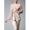 Women Silk Satin Night Robe Set Badydoll Pants Kimono Bathrobe Nightgown Sleepwear