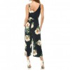 New Sexy Women Strap Jumpsuit Floral Print V-Neck Backless Belted Wide Leg Boho Playsuit Rompers Blue