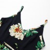 New Sexy Women Strap Jumpsuit Floral Print V-Neck Backless Belted Wide Leg Boho Playsuit Rompers Blue