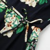 New Sexy Women Strap Jumpsuit Floral Print V-Neck Backless Belted Wide Leg Boho Playsuit Rompers Blue