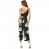 New Sexy Women Strap Jumpsuit Floral Print V-Neck Backless Belted Wide Leg Boho Playsuit Rompers Blue