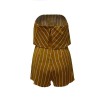 New Women Summer Stripe Print Playsuit Off Shoulder overalls  Holiday Beach Romper Jumpsuit Yellow