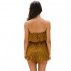 New Women Summer Stripe Print Playsuit Off Shoulder overalls  Holiday Beach Romper Jumpsuit Yellow