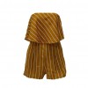 New Women Summer Stripe Print Playsuit Off Shoulder overalls  Holiday Beach Romper Jumpsuit Yellow