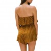 New Women Summer Stripe Print Playsuit Off Shoulder overalls  Holiday Beach Romper Jumpsuit Yellow