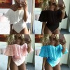 New Sexy Women Jumpsuit Floral Lace Ruffles Off Shoulder Zipper Elegant Club Party Short Romper