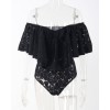 New Sexy Women Jumpsuit Floral Lace Ruffles Off Shoulder Zipper Elegant Club Party Short Romper