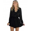 Sexy Women Jumpsuit Solid Deep V-Neck Long Sleeves Elastic Waist Cut Out Casual Romper Black/Beige/Burgundy