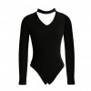 Sexy Women Jumpsuit Ribbed Solid Color V-Neck Long Sleeves Zipper Beach Bodysuit Rompers