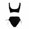 Sexy Women Lace Two Piece Set Lace Up Bandage Vest Crop Top High Waist Briefs Plunge Beach Suits Outfits