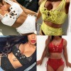 Sexy Women Lace Two Piece Set Lace Up Bandage Vest Crop Top High Waist Briefs Plunge Beach Suits Outfits