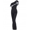 Fashion Women One Shoulder Ruffles Jumpsuit Wide Leg Sexy Slim Overalls Lady Solid Trousers Playsuits