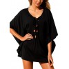 Sexy Women Beach Cover Up Lace Up Kaftan Swimwear Beachwear Loose Bikini Dress Black/White