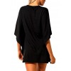 Sexy Women Beach Cover Up Lace Up Kaftan Swimwear Beachwear Loose Bikini Dress Black/White