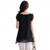 New Fashion Women Chiffon Blouse Floral Print Hollow Out Overlay Petal Sleeves Tops Black     