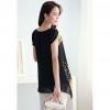 New Fashion Women Chiffon Blouse Floral Print Hollow Out Overlay Petal Sleeves Tops Black     