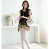 New Fashion Women Chiffon Blouse Floral Print Hollow Out Overlay Petal Sleeves Tops Black     