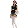 New Fashion Women Chiffon Blouse Floral Print Hollow Out Overlay Petal Sleeves Tops Black     