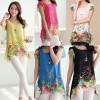 New Fashion Women Chiffon Blouse Floral Print Hollow Out Overlay Petal Sleeves Tops Black     