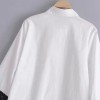 Fashion Women Sequins Shirt Turn-Down Collar Long Sleeve Casual Loose Blouse Tops White