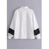 Fashion Women Sequins Shirt Turn-Down Collar Long Sleeve Casual Loose Blouse Tops White