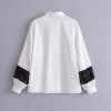 Fashion Women Sequins Shirt Turn-Down Collar Long Sleeve Casual Loose Blouse Tops White