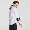 Fashion Women Sequins Shirt Turn-Down Collar Long Sleeve Casual Loose Blouse Tops White