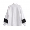 Fashion Women Sequins Shirt Turn-Down Collar Long Sleeve Casual Loose Blouse Tops White