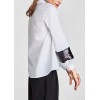 Fashion Women Sequins Shirt Turn-Down Collar Long Sleeve Casual Loose Blouse Tops White