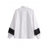 Fashion Women Sequins Shirt Turn-Down Collar Long Sleeve Casual Loose Blouse Tops White