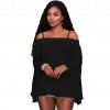 Women Solid Shirt Bardot Neck Flare Sleeve Loose Blouse Chiffon Sexy Off Shoulder Top