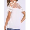 Women Chiffon Blouse Sheer Mesh Floral Crochet Lace Polka Dot  Solid Tops