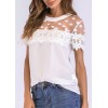 Women Chiffon Blouse Sheer Mesh Floral Crochet Lace Polka Dot  Solid Tops