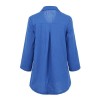 New Women Loose Blouse Solid Color V-Neck Three Quarter Sleeves Casual Top Pullover