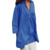 New Women Loose Blouse Solid Color V-Neck Three Quarter Sleeves Casual Top Pullover