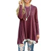 New Fashion Women Casual T-Shirt Round Neck Long Sleeve Crochet Lace Splice Irregular Hem Top Tee