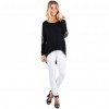 New Fashion Women T-Shirt Patchwork Elbow Round Neck Long Sleeve Asymmetric Hem Casual Top