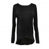 New Fashion Women T-Shirt Patchwork Elbow Round Neck Long Sleeve Asymmetric Hem Casual Top