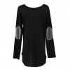 New Fashion Women T-Shirt Patchwork Elbow Round Neck Long Sleeve Asymmetric Hem Casual Top