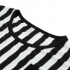 New Fashion Women T-Shirt Striped Patchwork Chest Pocket Long Sleeve Casual Blouse Tops Tee White/Black