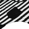 New Fashion Women T-Shirt Striped Patchwork Chest Pocket Long Sleeve Casual Blouse Tops Tee White/Black