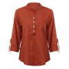 Blouse Stand Collar V Neckline Rolled Dropped Shoulder Long Sleeve Button Simple Casual OL Wear