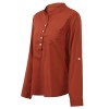 Blouse Stand Collar V Neckline Rolled Dropped Shoulder Long Sleeve Button Simple Casual OL Wear