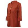 Blouse Stand Collar V Neckline Rolled Dropped Shoulder Long Sleeve Button Simple Casual OL Wear