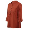 Blouse Stand Collar V Neckline Rolled Dropped Shoulder Long Sleeve Button Simple Casual OL Wear