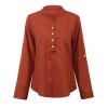 Blouse Stand Collar V Neckline Rolled Dropped Shoulder Long Sleeve Button Simple Casual OL Wear