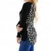 Sexy Women Girl Blouse Chiffon Leopard Print Patchwork Irregular Hem O Neck Long Sleeve Casual Tops Tee Streetwear Black