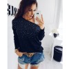 New Fashion Women Velvet Rhinestone Long Sleeve T-Shirt Bling Diamond O Neck Loose T-Shirt Tee Top