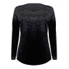 New Fashion Women Velvet Rhinestone Long Sleeve T-Shirt Bling Diamond O Neck Loose T-Shirt Tee Top