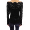 Sexy Women Hollow Out Lace Blouse Off Shoulder Slash Neck Long Sleeves Elegant Ladies Top Shirt